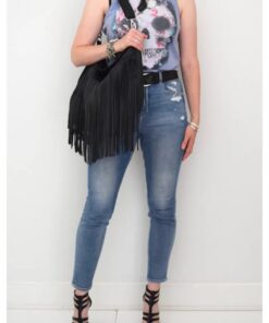 Beth Dutton Black Fringe Leather Purse