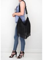 Beth Dutton Black Fringe Leather Purse