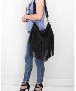 Beth Dutton Black Fringe Leather Purse