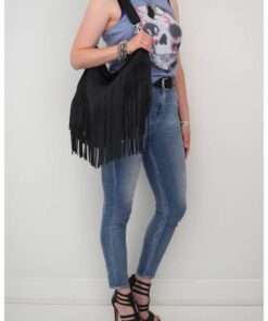 Beth Dutton Black Fringe Leather Purse