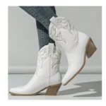 Womens Embroidered Western Cowboy Ankle Boots